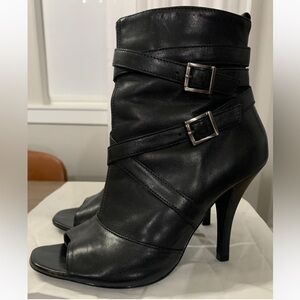 Carlos by Carlos Santana Black Peep-Toe Heeled Boots